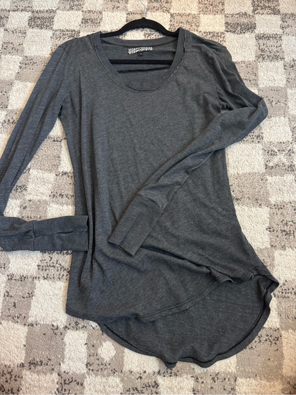 Women’s Long Sleeve Scoop Neck Tunic Top - Dark Gray